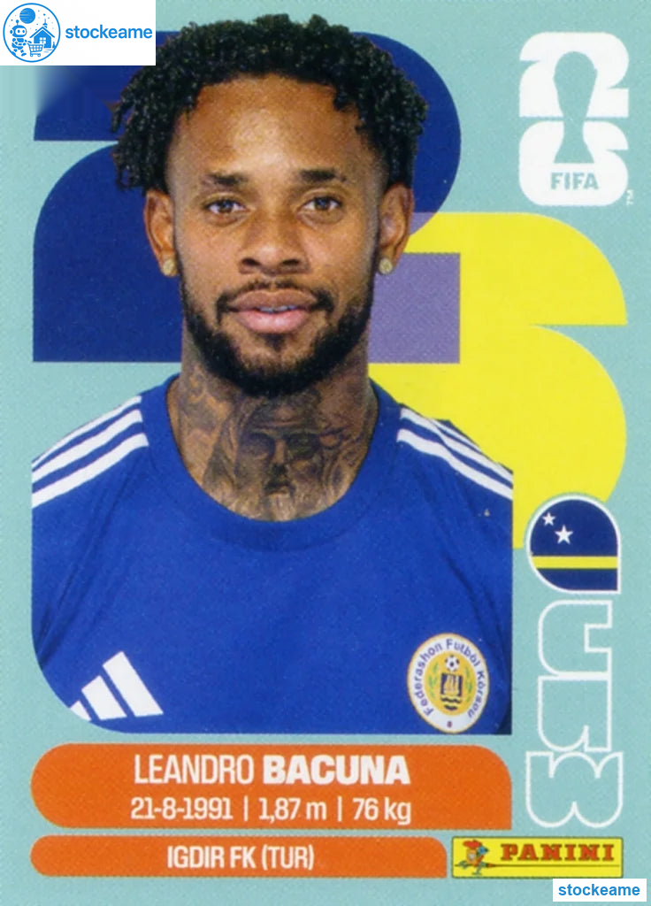 CUW012 - Leandro Bacuna | Curaçao | Panini World Cup 2026 Base Sticker - Image 2