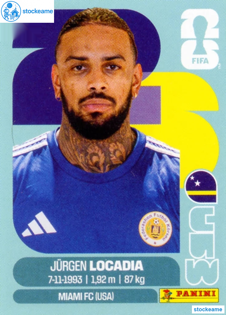 CUW017 - Jurgen Locadia | Curaçao | Panini World Cup 2026 Base Sticker - Image 2