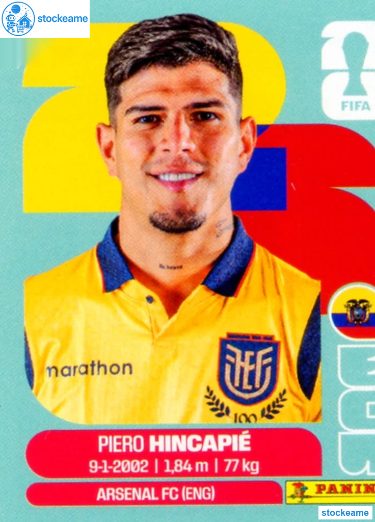 ECU004 - Piero Hincapié | Ecuador | Panini World Cup 2026 Base Sticker - Image 2