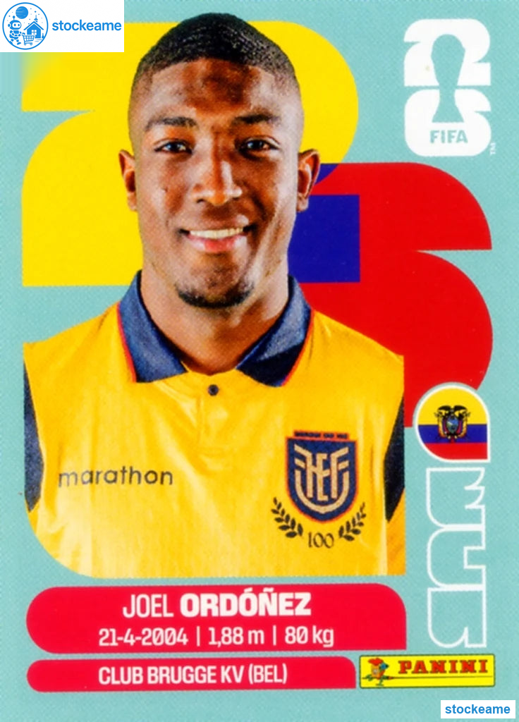 ECU008 - Joel Ordóñez | Ecuador | Panini World Cup 2026 Base Sticker - Image 2