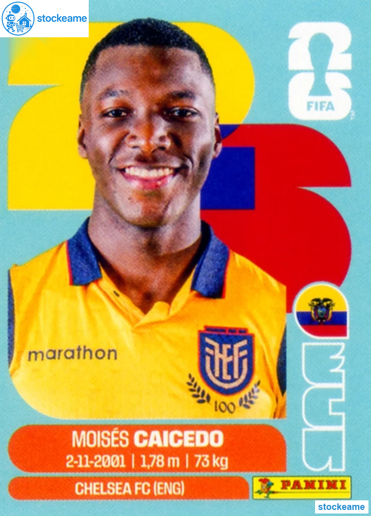ECU009 - Moises Caicedo | Ecuador | Panini World Cup 2026 Base Sticker - Image 2