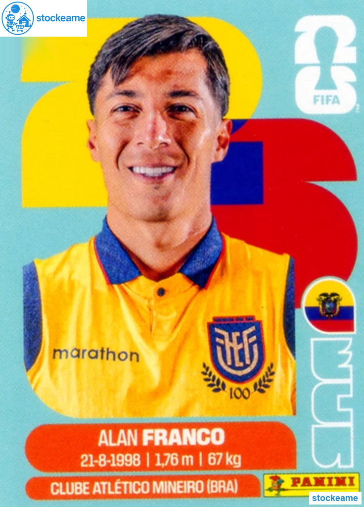 ECU010 - Alan Franco | Ecuador | Panini World Cup 2026 Base Sticker - Image 2