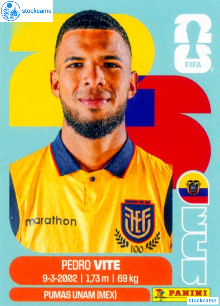ECU012 - Pedro Vite | Ecuador | Panini World Cup 2026 Base Sticker - Image 2
