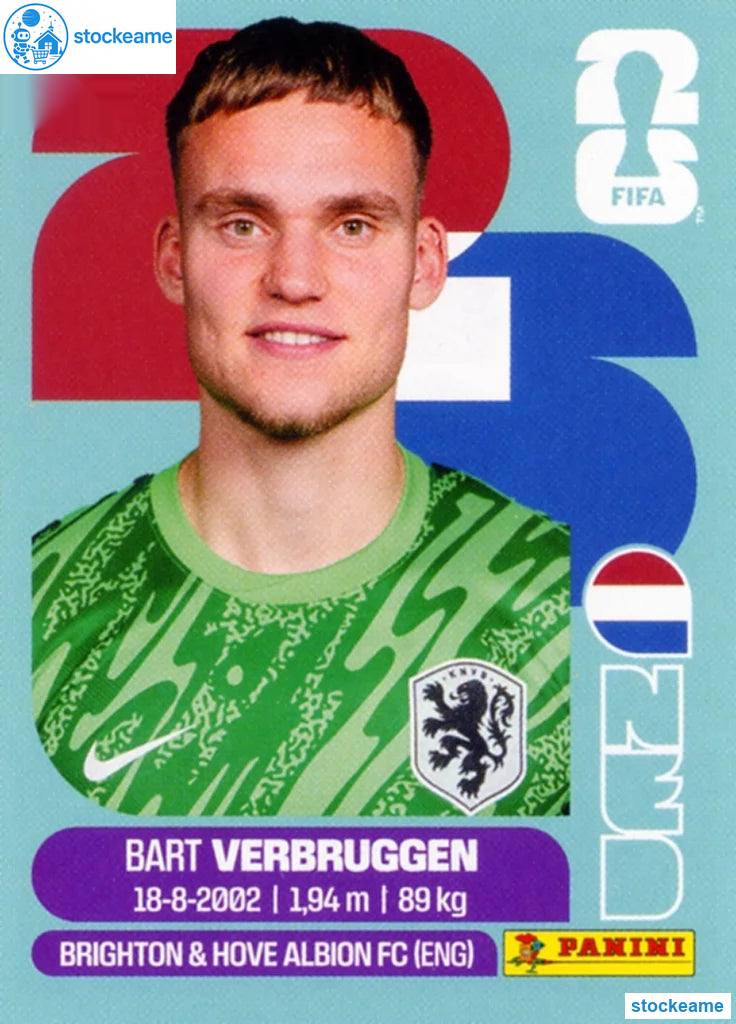 NED002 - Bart Verbruggen | Netherlands | Panini World Cup 2026 Base Sticker - Image 2