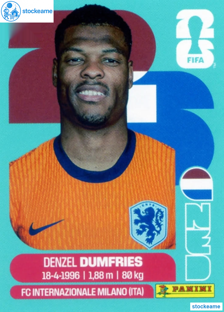 NED006 - Denzel Dumfries | Netherlands | Panini World Cup 2026 Base Sticker - Image 2