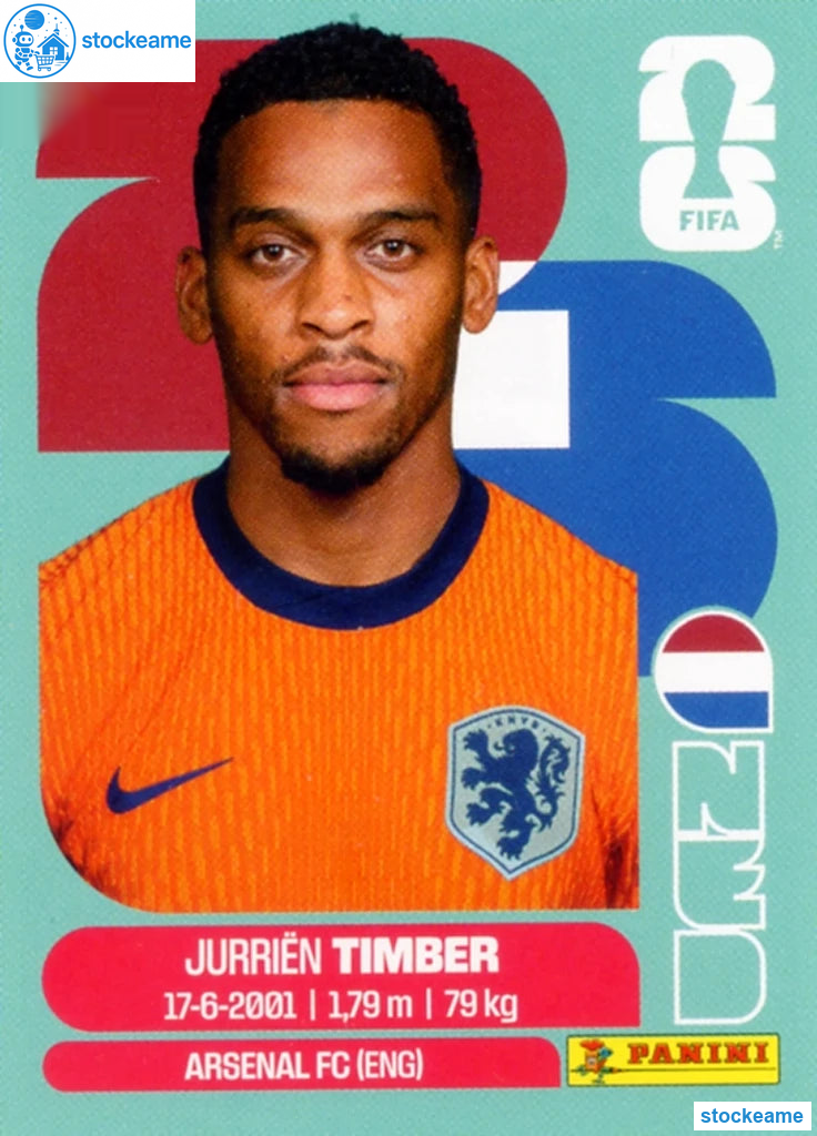 NED005 - Jurriën Timber | Netherlands | Panini World Cup 2026 Base Sticker - Image 2