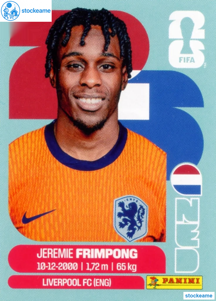 NED008 - Jeremie Frimpong | Netherlands | Panini World Cup 2026 Base Sticker - Image 2