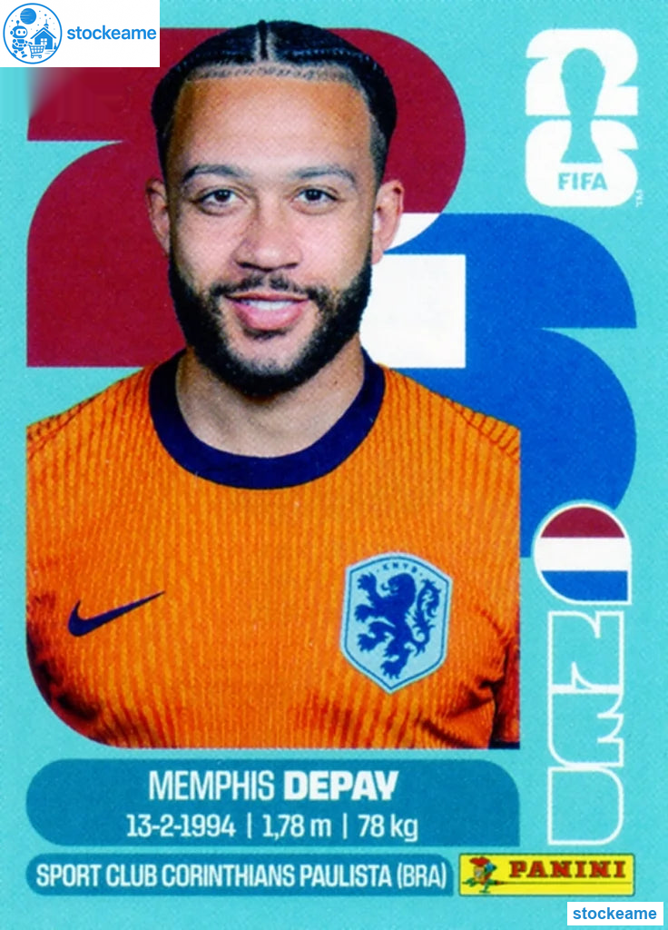NED017 - Memphis Depay | Netherlands | Panini World Cup 2026 Base Sticker - Image 2