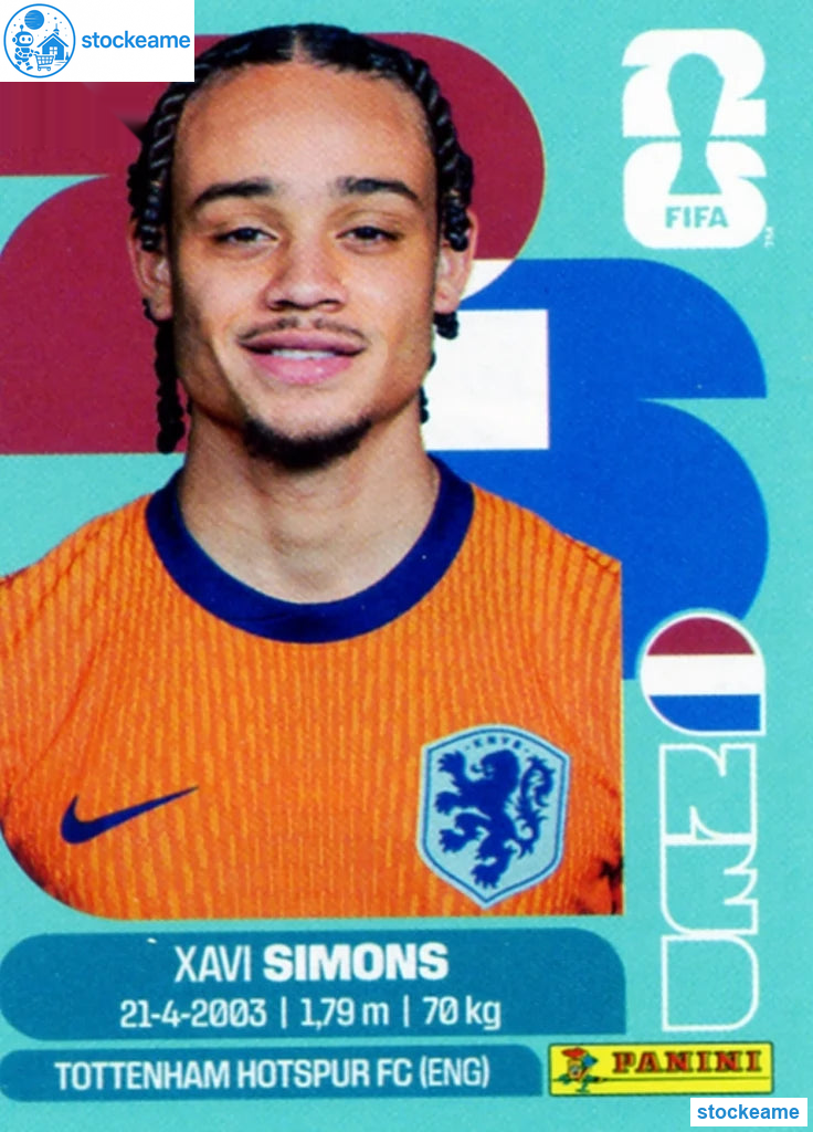 NED015 - Xavi Simons | Netherlands | Panini World Cup 2026 Base Sticker - Image 2