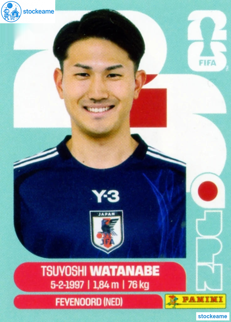 JPN007 - Tsuyoshi Watanabe | Japan | Panini World Cup 2026 Base Sticker - Image 2