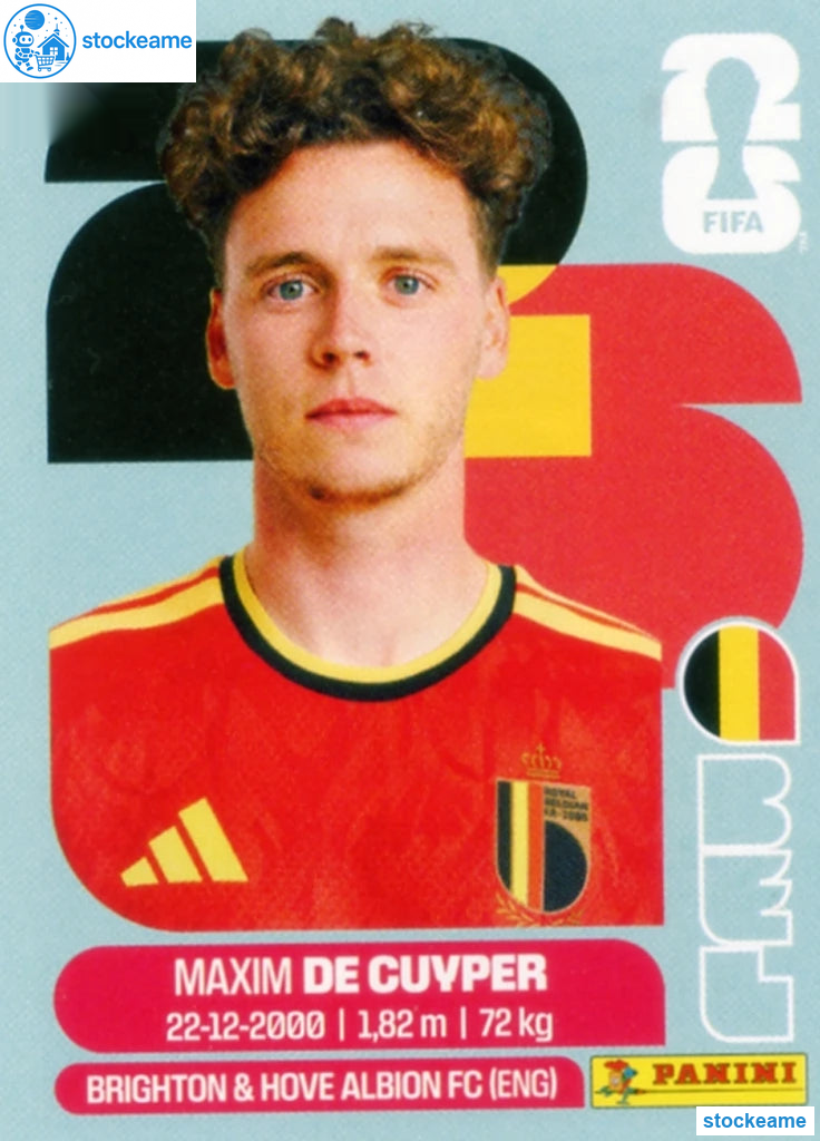 BEL007 - Maxim De Cuyper | Belgium | Panini World Cup 2026 Base Sticker - Image 2