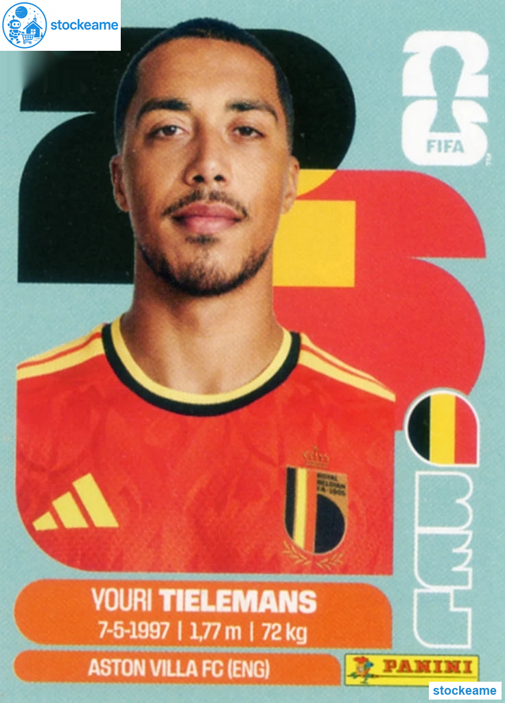 BEL009 - Youri Tielemans | Belgium | Panini World Cup 2026 Base Sticker - Image 2