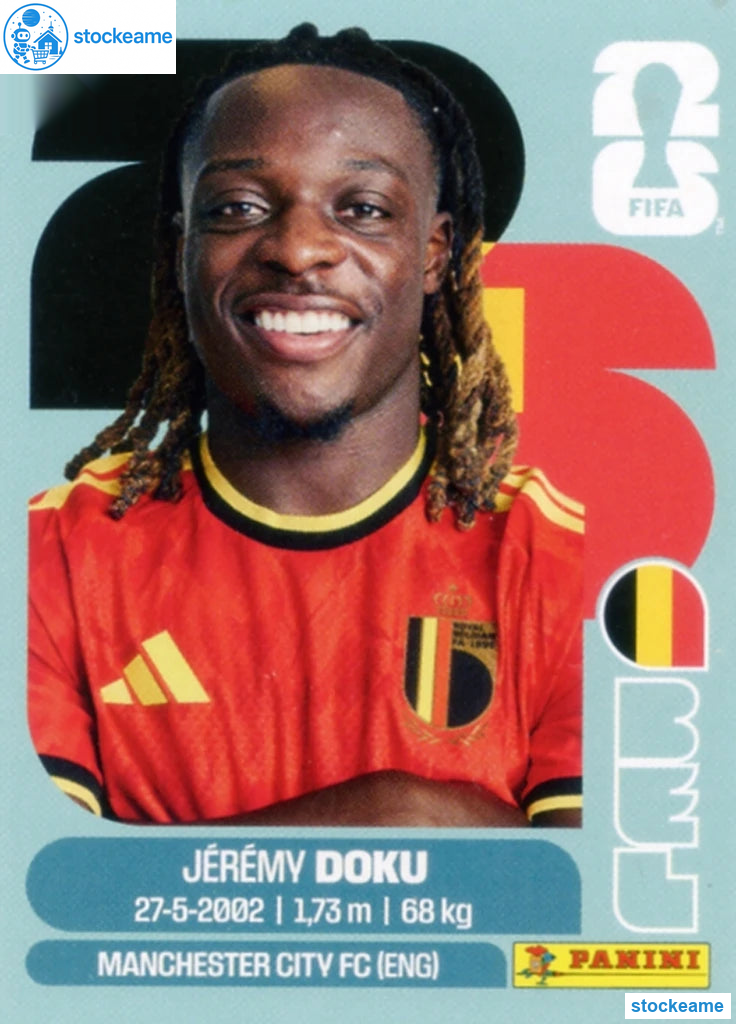BEL016 - Jérémy Doku | Belgium | Panini World Cup 2026 Base Sticker - Image 2