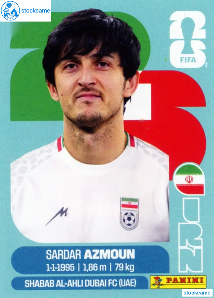 IRN017 - Sardar Azmoun | Iran | Panini World Cup 2026 Base Sticker - Image 2