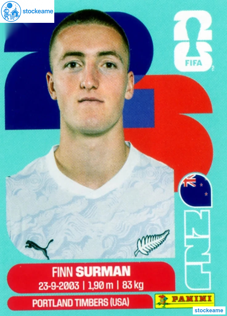 NZL009 - Finn Surman | New Zealand | Panini World Cup 2026 Base Sticker - Image 2