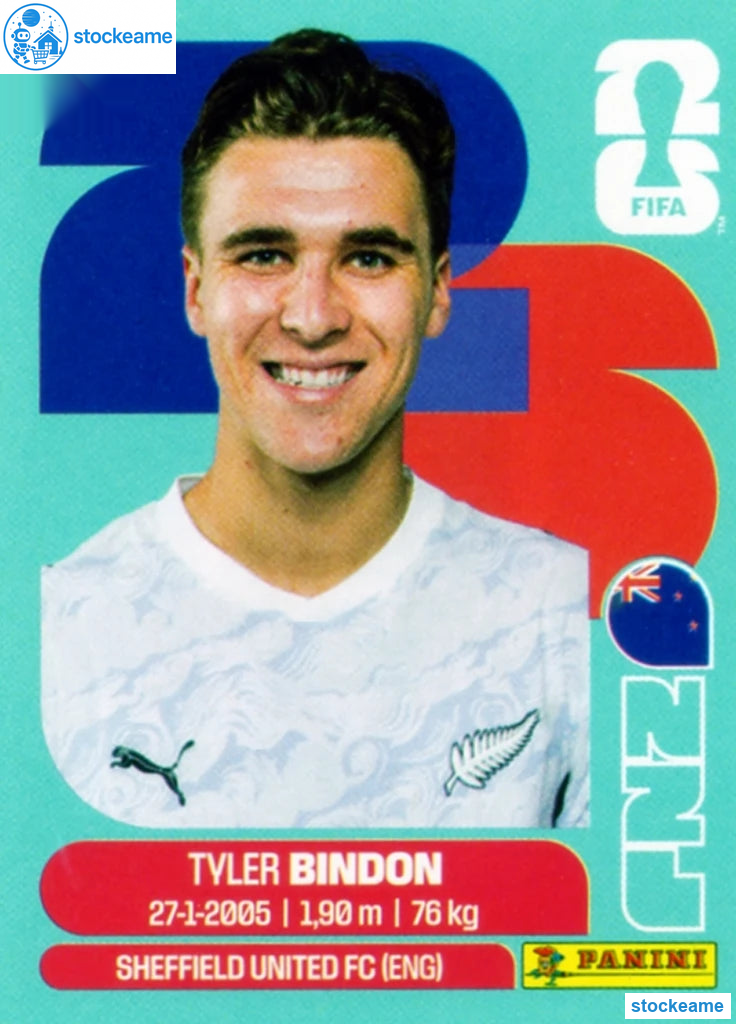 NZL007 - Tyler Bindon | New Zealand | Panini World Cup 2026 Base Sticker - Image 2