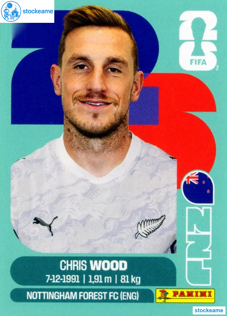 NZL017 - Chris Wood | New Zealand | Panini World Cup 2026 Base Sticker - Image 2