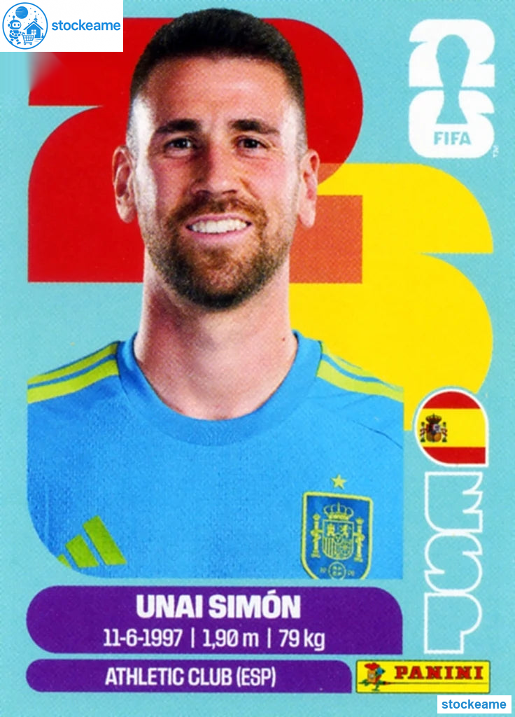 ESP002 - Unai Simon | Spain | Panini World Cup 2026 Base Sticker - Image 2