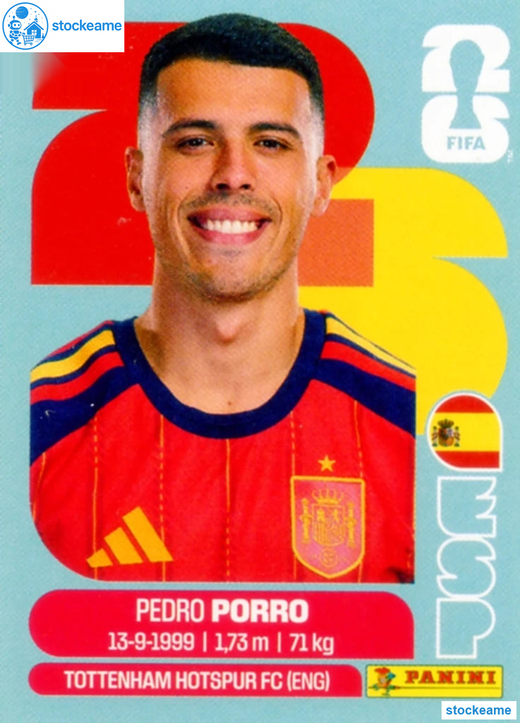 ESP006 - Pedro Porro | Spain | Panini World Cup 2026 Base Sticker - Image 2