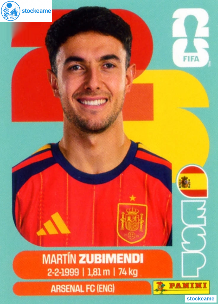 ESP009 - Martín Zubimendi | Spain | Panini World Cup 2026 Base Sticker - Image 2