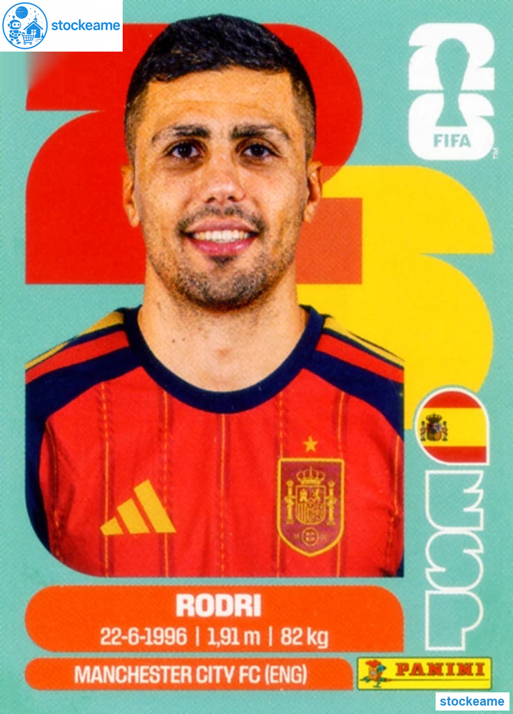 ESP010 - Rodri | Spain | Panini World Cup 2026 Base Sticker - Image 2