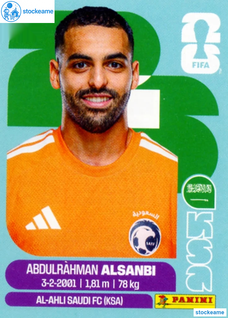 KSA003 - Abdulrahman Al-Sanbi | Saudi Arabia | Panini World Cup 2026 Base Sticker - Image 2