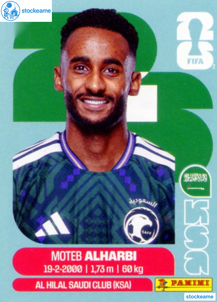 KSA007 - Moteb Al-Harbi | Saudi Arabia | Panini World Cup 2026 Base Sticker - Image 2