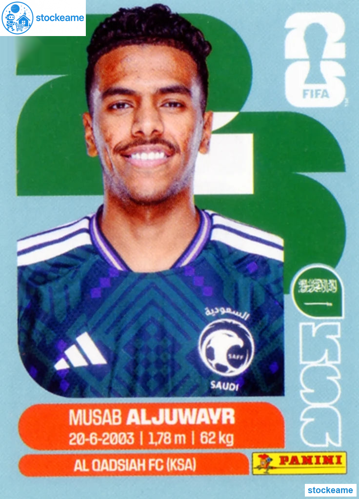 KSA009 - Musab Aljuwayr | Saudi Arabia | Panini World Cup 2026 Base Sticker - Image 2