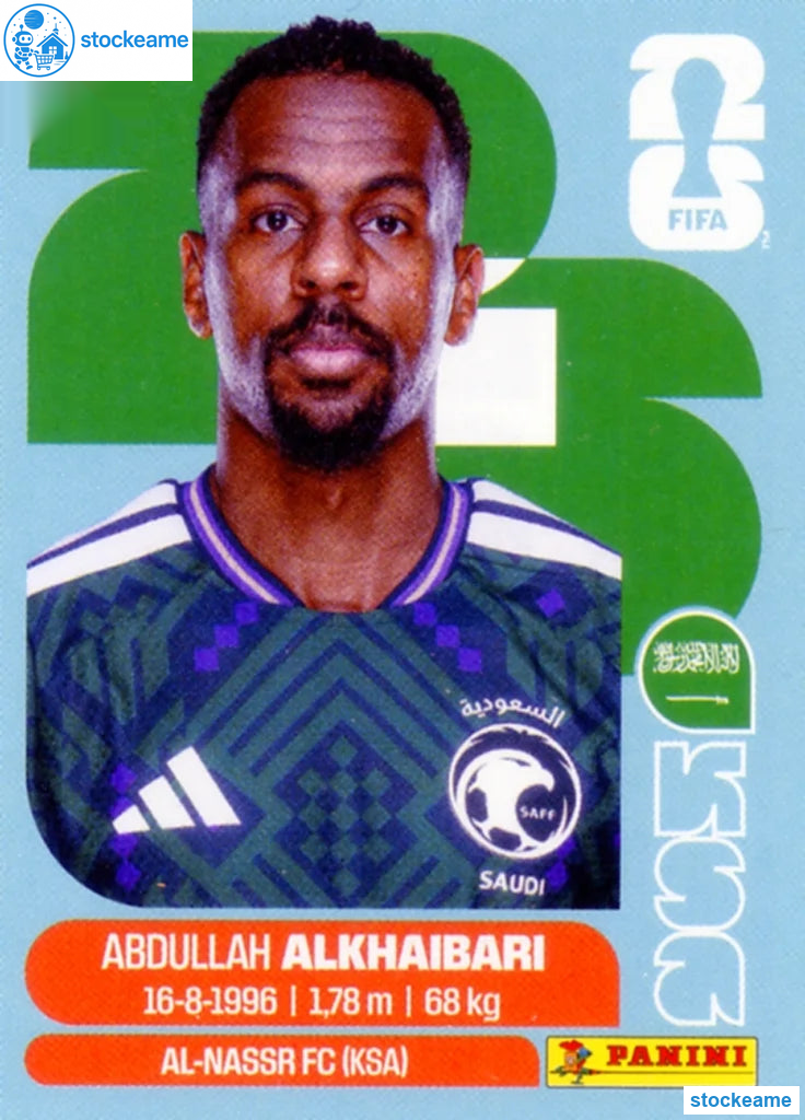KSA011 - Abdullah Alkhaibari | Saudi Arabia | Panini World Cup 2026 Base Sticker - Image 2