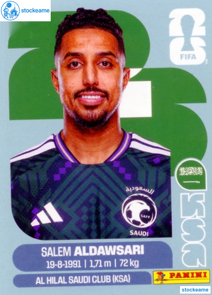 KSA016 - Salem Aldawsari | Saudi Arabia | Panini World Cup 2026 Base Sticker - Image 2