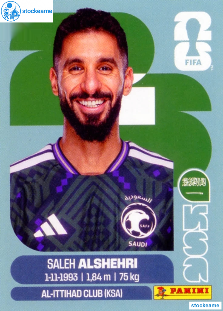 KSA019 - Saleh Alshehri | Saudi Arabia | Panini World Cup 2026 Base Sticker - Image 2