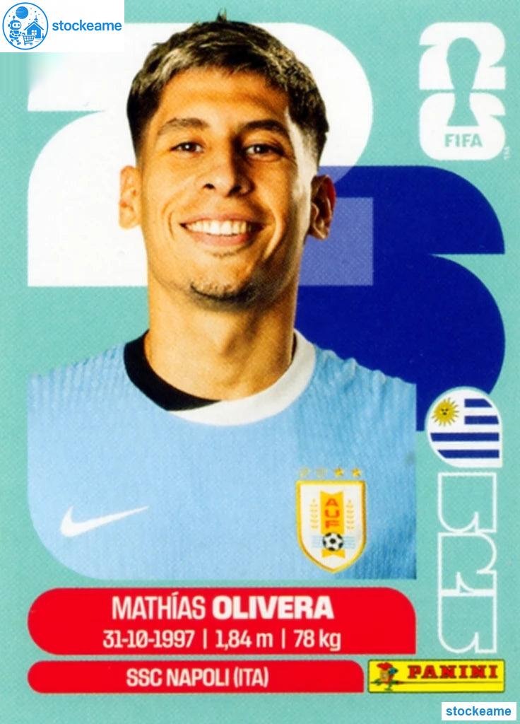 URU007 - Mathias Olivera | Uruguay | Panini World Cup 2026 Base Sticker - Image 2