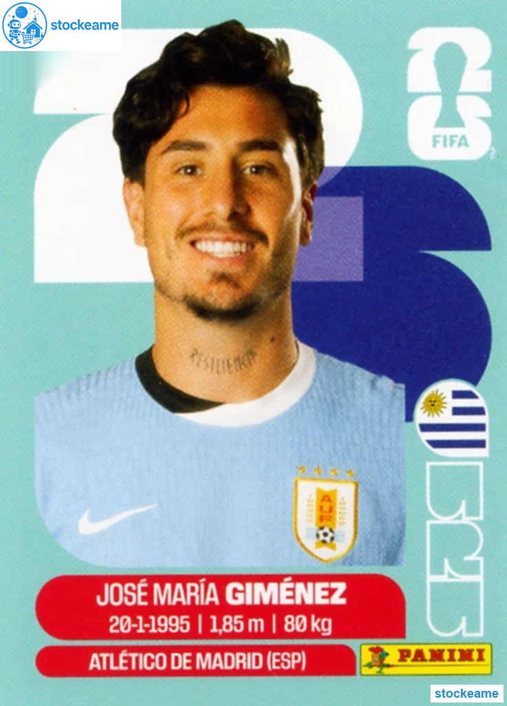 URU005 - José María Giménez | Uruguay | Panini World Cup 2026 Base Sticker - Image 2