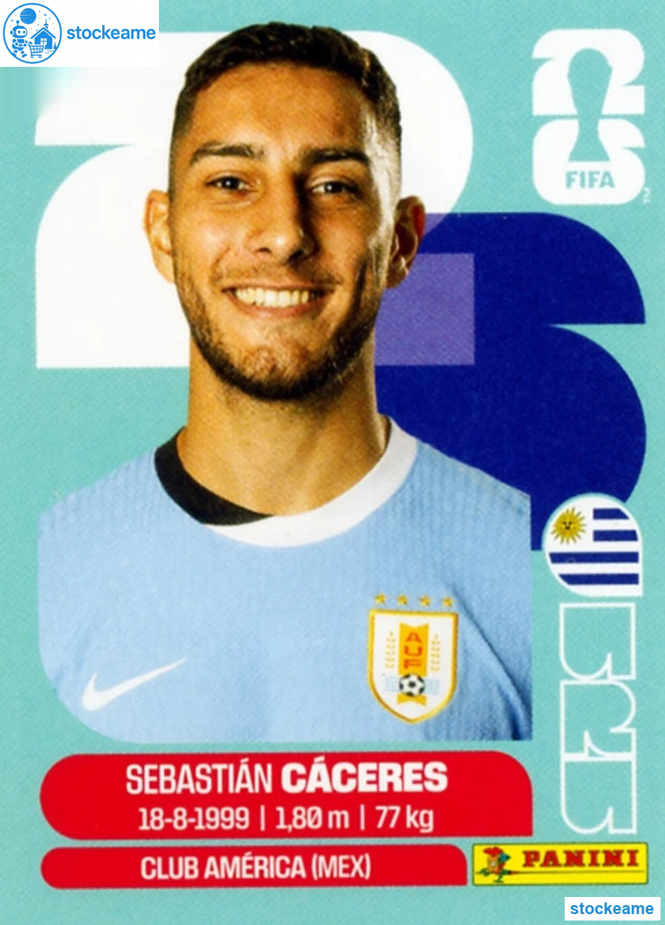 URU006 - Sebastian Caceres | Uruguay | Panini World Cup 2026 Base Sticker - Image 2
