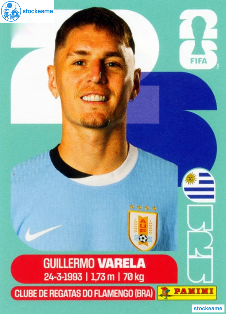 URU008 - Guillermo Varela | Uruguay | Panini World Cup 2026 Base Sticker - Image 2