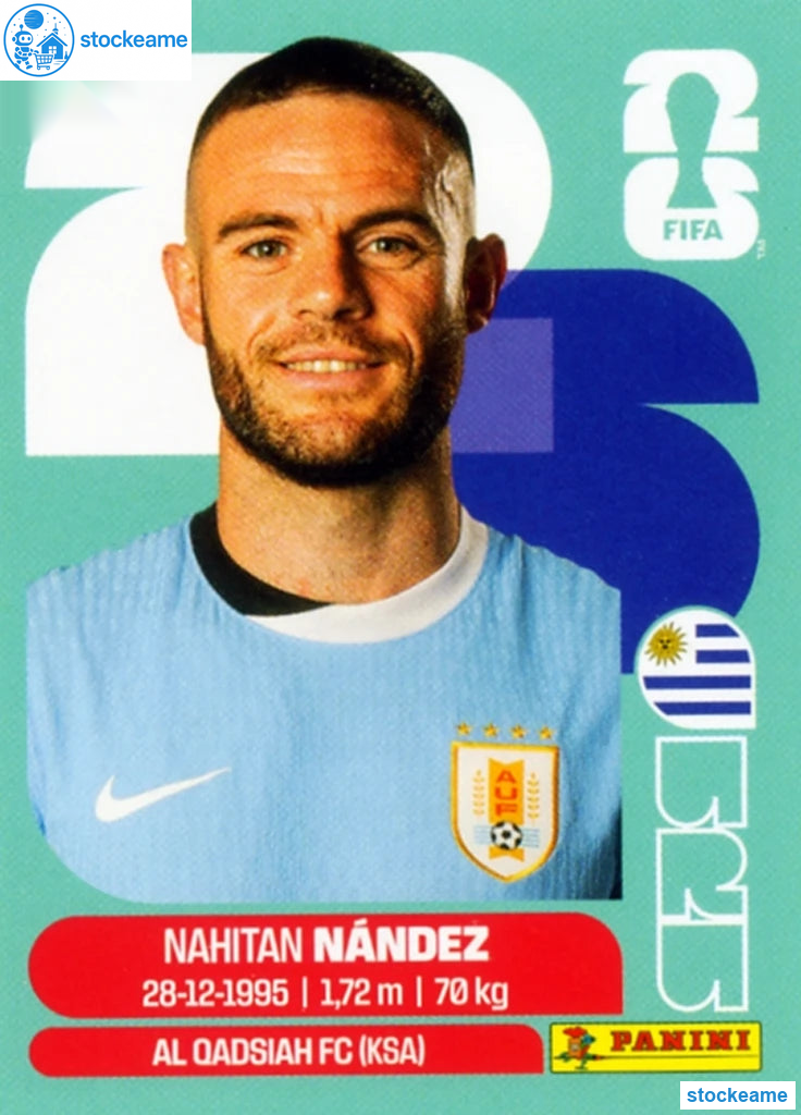 URU009 - Nahitan Nandez | Uruguay | Panini World Cup 2026 Base Sticker - Image 2