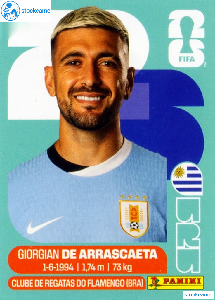 URU011 - Giorgian De Arrascaeta | Uruguay | Panini World Cup 2026 Base Sticker - Image 2