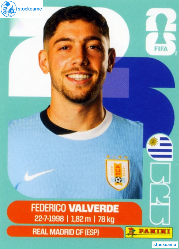 URU010 - Federico Valverde | Uruguay | Panini World Cup 2026 Base Sticker - Image 2