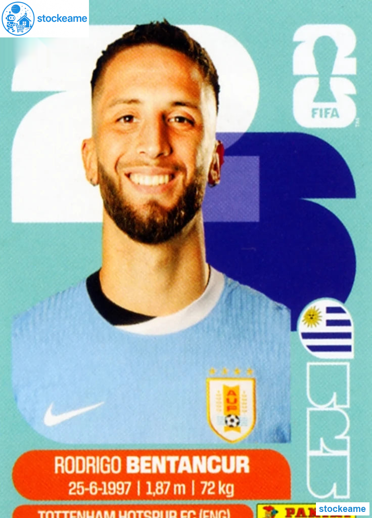 URU012 - Rodrigo Bentancur | Uruguay | Panini World Cup 2026 Base Sticker - Image 2