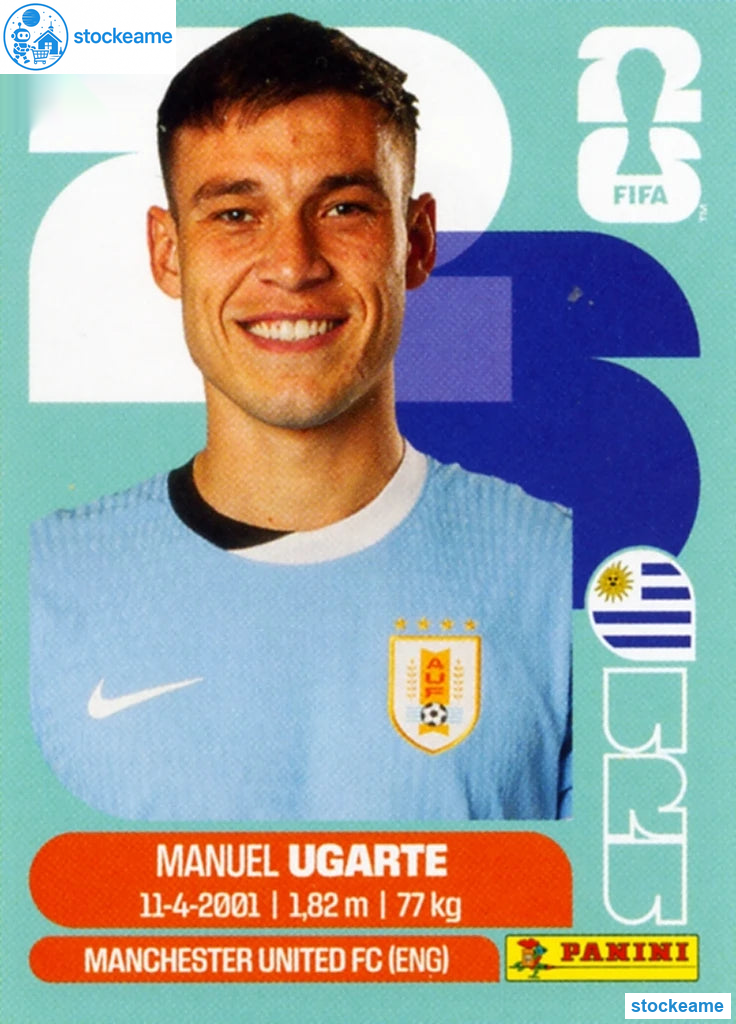 URU014 - Manuel Ugarte | Uruguay | Panini World Cup 2026 Base Sticker - Image 2
