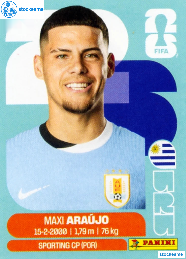 URU016 - Maxi Araujo | Uruguay | Panini World Cup 2026 Base Sticker - Image 2