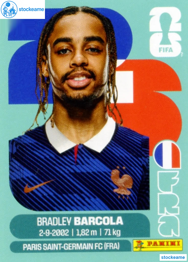 FRA016 - Bradley Barcola | France | Panini World Cup 2026 Base Sticker - Image 2