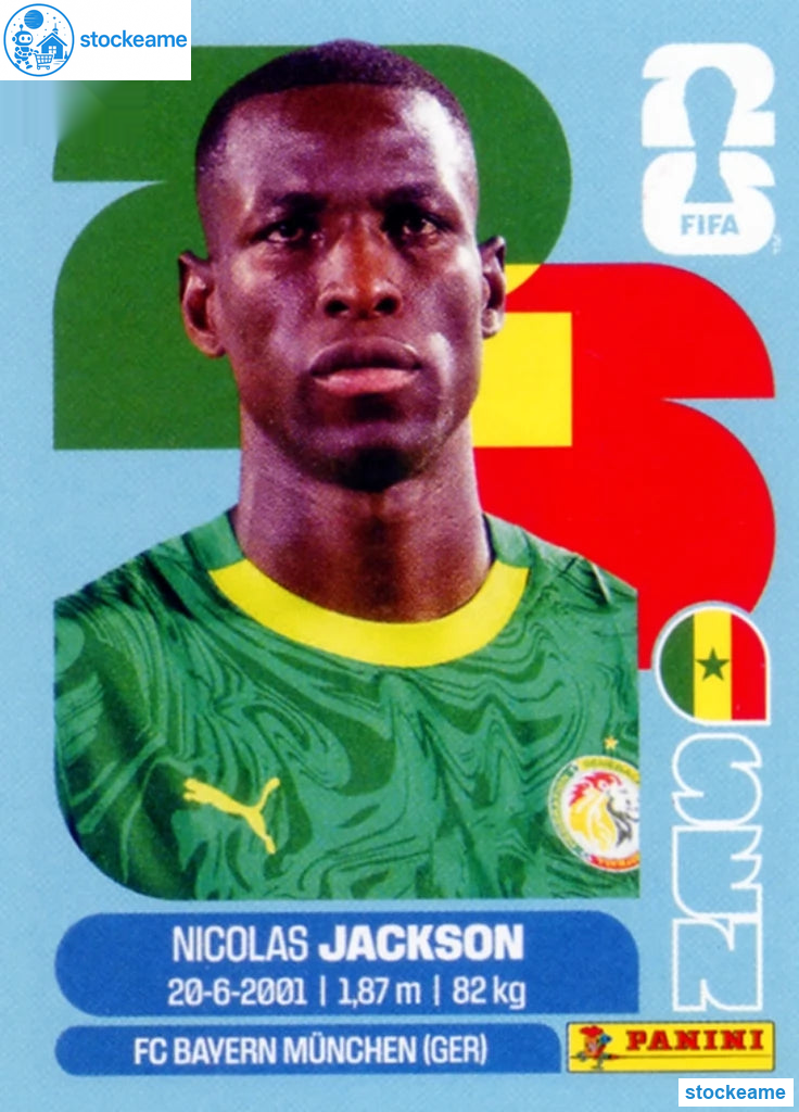 SEN019 - Nicolas Jackson | Senegal | Panini World Cup 2026 Base Sticker - Image 2