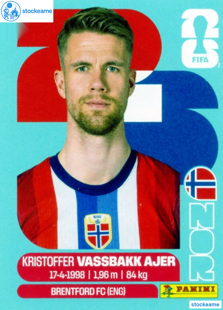 NOR005 - Kristoffer Vassbakk Ajer | Norway | Panini World Cup 2026 Base Sticker - Image 2