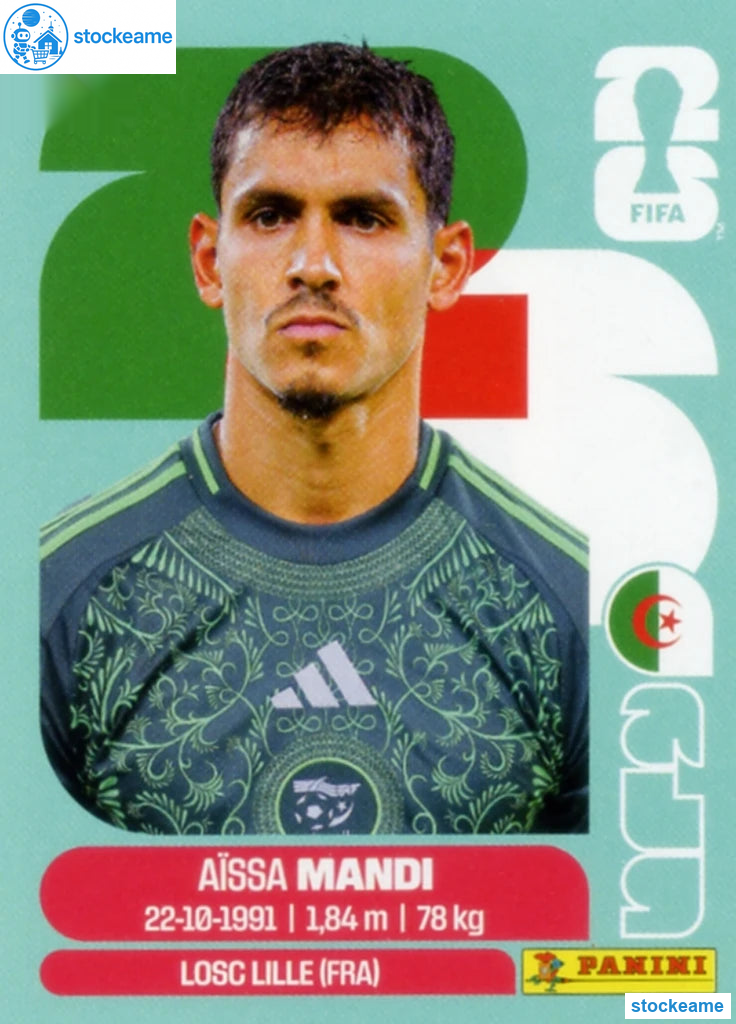 ALG007 - Aïssa Mandi | Algeria | Panini World Cup 2026 Base Sticker - Image 2