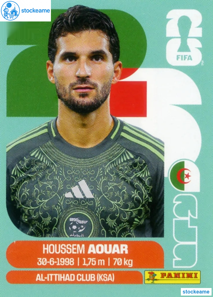 ALG009 - Houssem Aquar | Algeria | Panini World Cup 2026 Base Sticker - Image 2