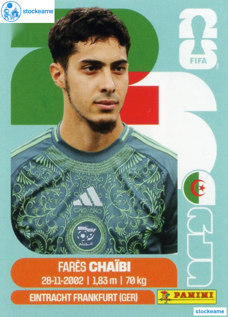 ALG014 - Farés Chaibi | Algeria | Panini World Cup 2026 Base Sticker - Image 2