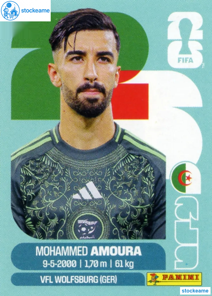 ALG020 - Mohammed Amoura | Algeria | Panini World Cup 2026 Base Sticker - Image 2