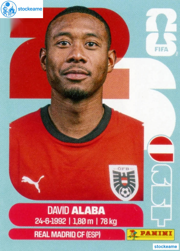 AUT004 - David Alaba | Austria | Panini World Cup 2026 Base Sticker - Image 2