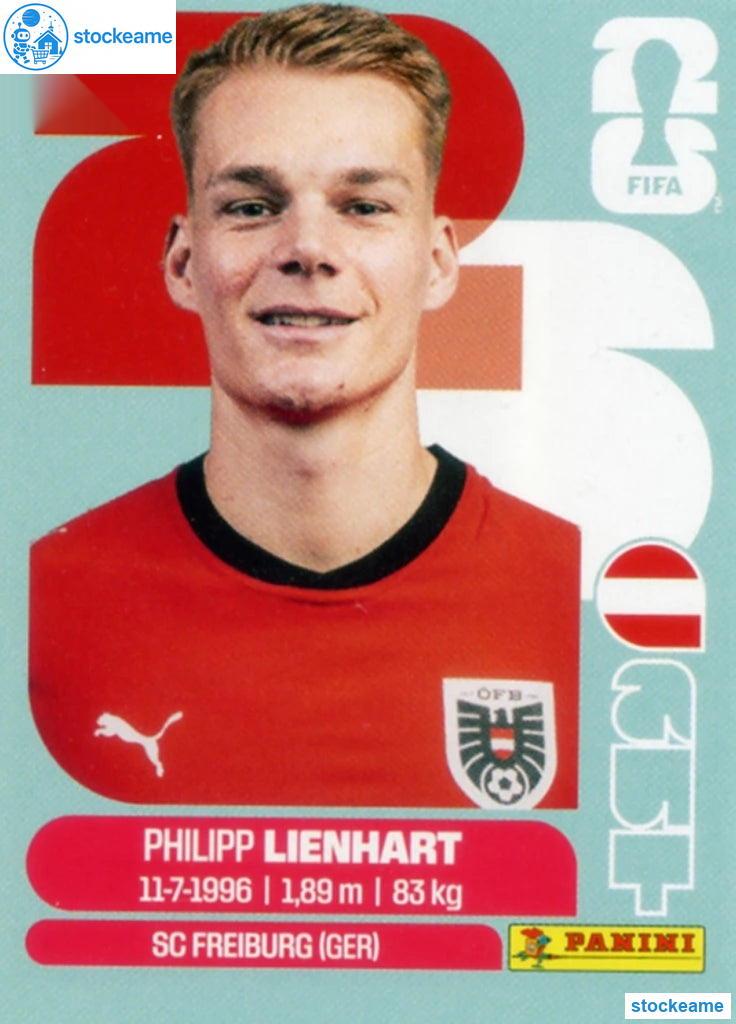 AUT006 - Philipp Lienhart | Austria | Panini World Cup 2026 Base Sticker - Image 2